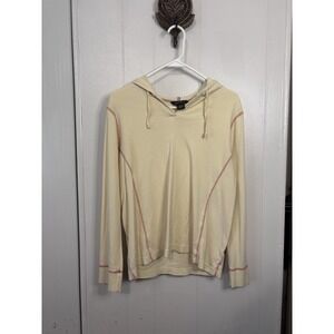 Eddie Bauer Women's Yellow Hooded Pullover with Red Exposed Stitching Size L